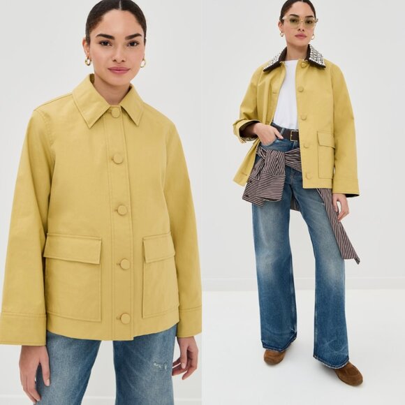 Veronica Beard Arlen Dickey Coat Size XS Flax Yellow Crystal Embellished Collar - Picture 11 of 14